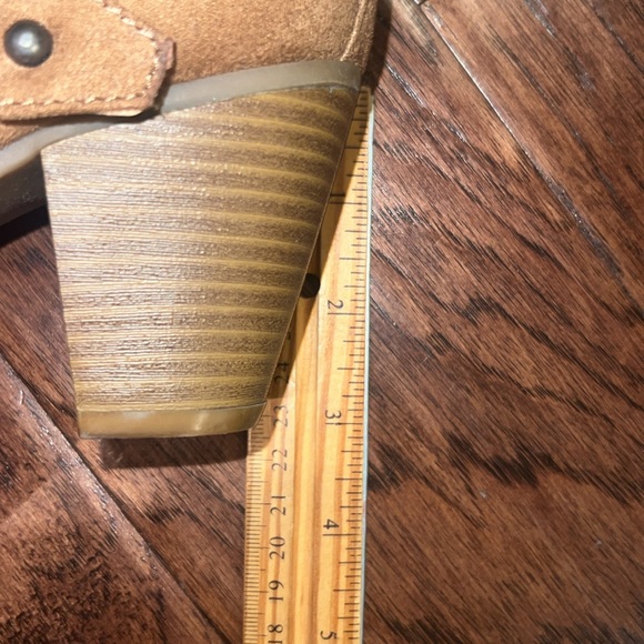 Índigo brown suede ankle boots chunky heel fringe & buckle side zip up size 7 - Picture 12 of 12